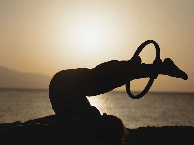 Detailed close-up of a woman doing balance exercises